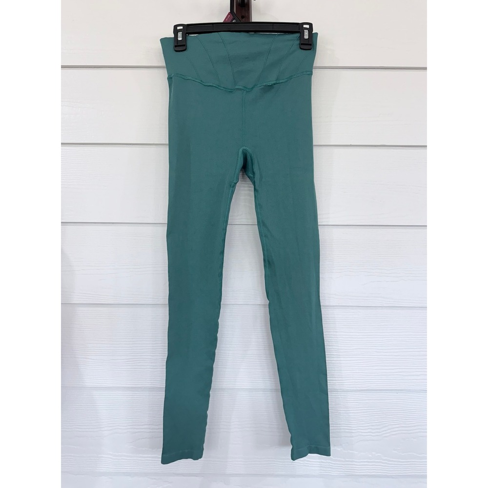 A- 49- FP Movement Good Karma Leggings Teal Green Ribbed High Rise XS/S